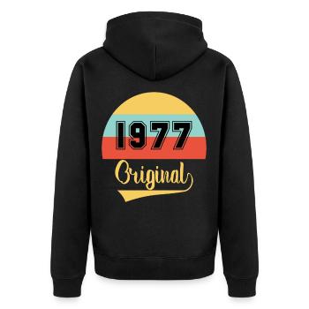Vintage Orginal 1977 Geburtstag - Unisex Premium Bio Zip Hoodie - Schwarz - Hinten - Nico (187cm)