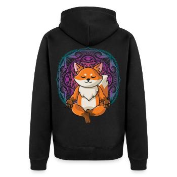 Fuchs Yoga Mandala Spirituell yoga damen spruch - Unisex Premium Bio Zip Hoodie - Schwarz - Hinten - Nico (187cm)