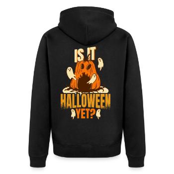 Halloween Is It Halloween Yet - Unisex Premium Organic Zip Hoodie - black - Back - Nico (187cm)