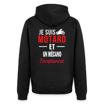 je suis MOTARD Exceptionnel et un MÉCANO - Veste à capuche bio Premium Unisexe - noir - Dos - Nico (187cm)