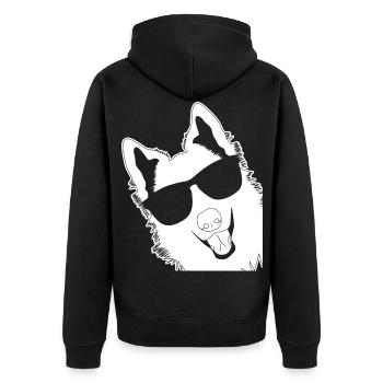Chien de berger blanc avec lunettes de soleil - Veste à capuche bio Premium Unisexe - noir - Dos - Nico (187cm)