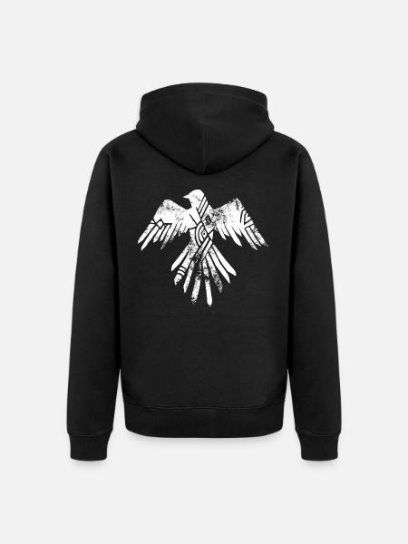 Viking Raven - Unisex Premium Organic Zip Hoodie - black