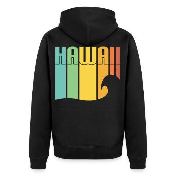 Hawaii Surf - Unisex Premium Bio Zip Hoodie - Schwarz - Hinten - Nico (187cm)