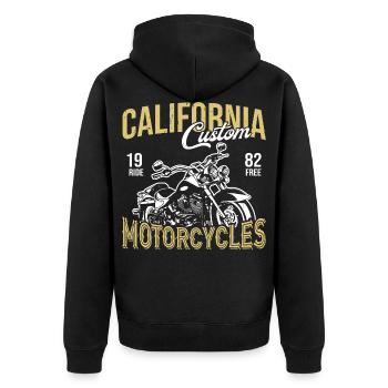 California Custom Motorcycles - Unisex Premium Bio Zip Hoodie - Schwarz - Hinten - Nico (187cm)