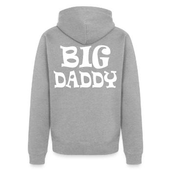 Big daddy - Unisex Premium Bio Zip Hoodie - Grau meliert - Hinten - Nico (187cm)