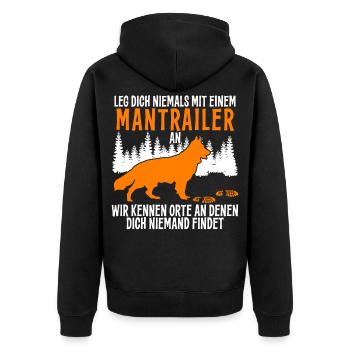Mantrailing Hund Suchhund Mantrailer - Unisex Premium Bio Zip Hoodie - Schwarz - Hinten - Nico (187cm)