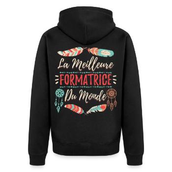 La Meilleure Formatrice Du Monde - Veste à capuche bio Premium Unisexe - noir - Dos - Nico (187cm)