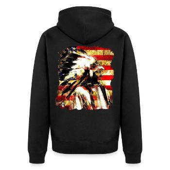 Chef collage sur USA Drapeau 2 - Veste à capuche bio Premium Unisexe - noir - Dos - Nico (187cm)