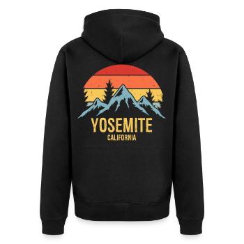 Yosemite California Retro Sunset - Veste à capuche bio Premium Unisexe - noir - Dos - Nico (187cm)