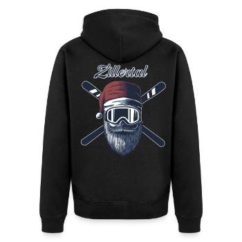 Zillertal Ski Sknowboard - Unisex Premium Bio Zip Hoodie - Schwarz - Hinten - Nico (187cm)