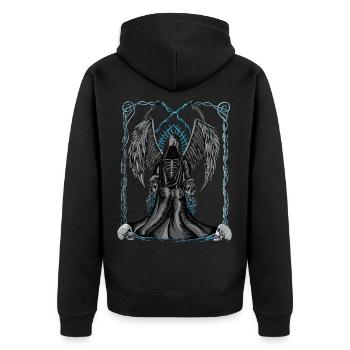 Death on the throne - Unisex Premium Organic Zip Hoodie - black - Back - Nico (187cm)