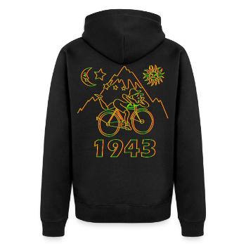 Lysergic acid diethylamide Albert Hoffmann - Unisex Premium Organic Zip Hoodie - black - Back - Nico (187cm)