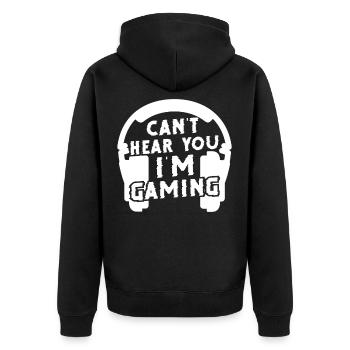 Gaming Je ne peux pas vous entendre, je joue - Veste à capuche bio Premium Unisexe - noir - Dos - Nico (187cm)