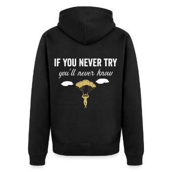 Skydiver Shirt Skydiving Saying - Unisex Premium Organic Zip Hoodie - black - Back - Nico (187cm)