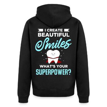 Zahnarzt Geschenk Zahn Dentist Dental Doktor Zähne - Unisex Premium Bio Zip Hoodie - Schwarz - Hinten - Nico (187cm)