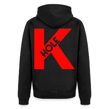 Keta K-Hole Party Goa Rave Techno Geschenk Club - Unisex Premium Bio Zip Hoodie - Schwarz - Hinten - Nico (187cm)