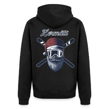 Zermatt Ski Sknowboard - Unisex Premium Bio Zip Hoodie - Schwarz - Hinten - Nico (187cm)