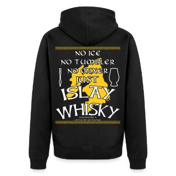 Islay Whisky Rauchiger torfiger Single Malt Insel - Unisex Premium Bio Zip Hoodie - Schwarz - Hinten - Nico (187cm)