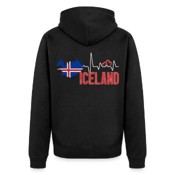 Iceland Flag Map Heartbeat for Icelandic Pride - Unisex Premium Organic Zip Hoodie - black - Back - Nico (187cm)