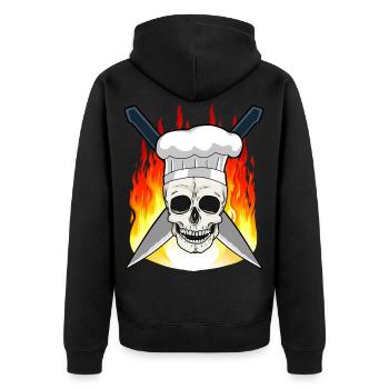 Koch Küche kochen Chefkoch Kochkunst Hobbykoch - Unisex Premium Bio Zip Hoodie - Schwarz - Hinten - Nico (187cm)