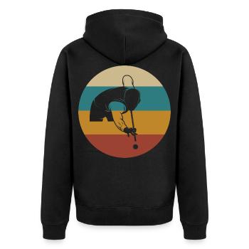 Vintage Billard Snooker für Billardspieler - Unisex Premium Bio Zip Hoodie - Schwarz - Hinten - Nico (187cm)