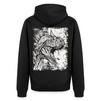 Carnotaurus Dinosaurier Grunge Prehistoric Dino - Unisex Premium Bio Zip Hoodie - Schwarz - Hinten - Nico (187cm)