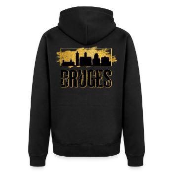 Bruges Belgique Ville Skyline Patrie Amour Or - Veste à capuche bio Premium Unisexe - noir - Dos - Nico (187cm)