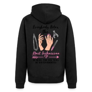 Nagel Techniker Nagel Tech Manicurist Maniküre - Unisex Premium Bio Zip Hoodie - Schwarz - Hinten - Nico (187cm)