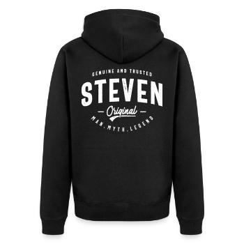 Steven Nom personnalisé Hommes Anniversaire - Veste à capuche bio Premium Unisexe - noir - Dos - Nico (187cm)