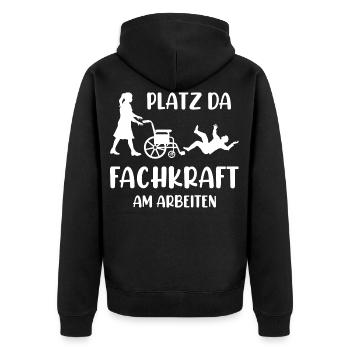 Altenpflegerin Pflegedienst Pflegehelferin Pflege - Unisex Premium Bio Zip Hoodie - Schwarz - Hinten - Nico (187cm)