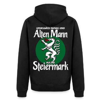Österreich Steiermark - Unisex Premium Bio Zip Hoodie - Schwarz - Hinten - Nico (187cm)