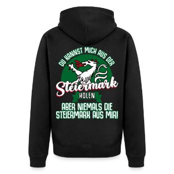Österreich Steirer Steiermark - Unisex Premium Bio Zip Hoodie - Schwarz - Hinten - Nico (187cm)