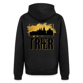 Trier Germany City Skyline Home Love Gold - Unisex Premium Organic Zip Hoodie - black - Back - Nico (187cm)