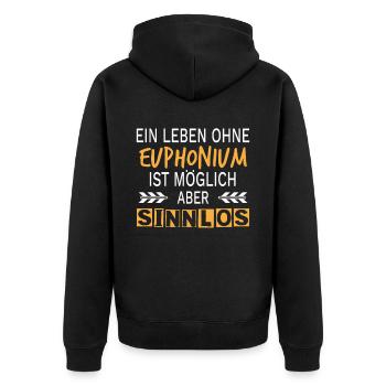Euphonium Blechbläser Lustig Spruch - Unisex Premium Bio Zip Hoodie - Schwarz - Hinten - Nico (187cm)