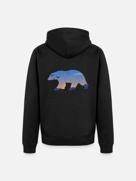 Bear - Unisex Premium Organic Zip Hoodie - black