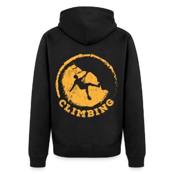 Klettern - Unisex Premium Bio Zip Hoodie - Schwarz - Hinten - Nico (187cm)