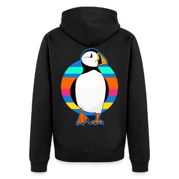 Puffin rétro perroquet - Veste à capuche bio Premium Unisexe - noir - Dos - Nico (187cm)