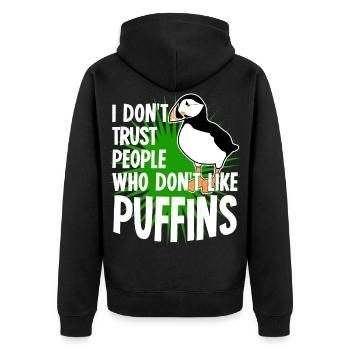Puffin saying puffin - Unisex Premium Organic Zip Hoodie - black - Back - Nico (187cm)