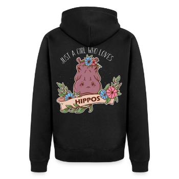 Nur ein Mädchen, das Nilpferde liebt Nilpferd - Unisex Premium Bio Zip Hoodie - Schwarz - Hinten - Nico (187cm)