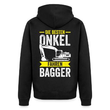 Baggerfahrer Onkel Baggern Bagger - Unisex Premium Bio Zip Hoodie - Schwarz - Hinten - Nico (187cm)