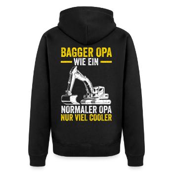 Bagger Opa Großvater Baggern Baggerfahrer - Unisex Premium Bio Zip Hoodie - Schwarz - Hinten - Nico (187cm)