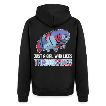 Tardigrade Tardigrades Wasserbär - Unisex Premium Bio Zip Hoodie - Schwarz - Hinten - Nico (187cm)