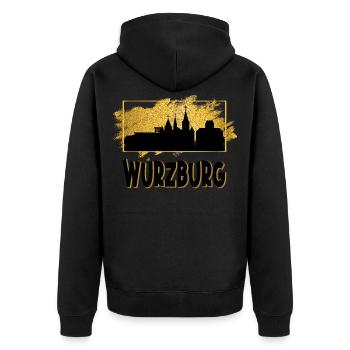 Würzburg Deutschland Stadt Skyline Liebe Gold - Unisex Premium Bio Zip Hoodie - Schwarz - Hinten - Nico (187cm)