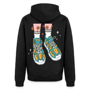 FLOWERS SHOES - Unisex Premium Organic Zip Hoodie - black - Back - Nico (187cm)