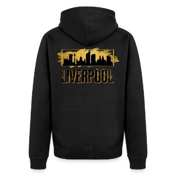 Liverpool Angleterre Ville Skyline Patrie Amour Gold - Veste à capuche bio Premium Unisexe - noir - Dos - Nico (187cm)