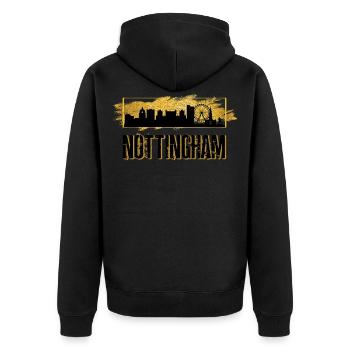 Nottingham Angleterre Ville Skyline Maison Amour Or - Veste à capuche bio Premium Unisexe - noir - Dos - Nico (187cm)