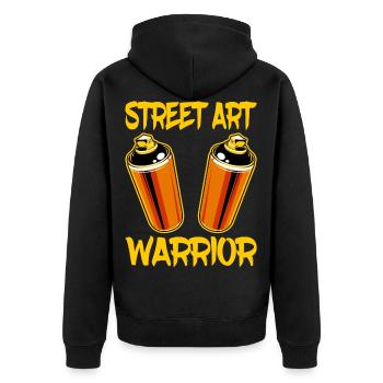 Street Art Warrior Graffiti Tag Spray Spray Paint - Unisex Premium Organic Zip Hoodie - black - Back - Nico (187cm)