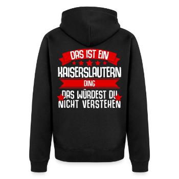 Kaiserslauterer Kaiserslautern - Unisex Premium Bio Zip Hoodie - Schwarz - Hinten - Nico (187cm)