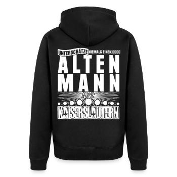 Kaiserslautern Kaiserslauterer - Unisex Premium Bio Zip Hoodie - Schwarz - Hinten - Nico (187cm)