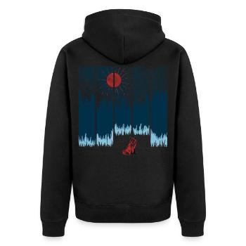 Fuchs - Unisex Premium Bio Zip Hoodie - Schwarz - Hinten - Nico (187cm)